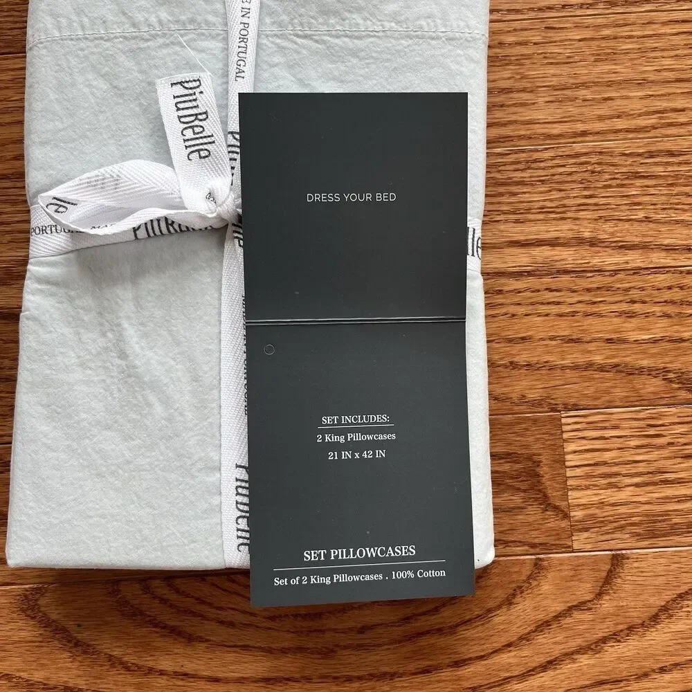 PiuBelle Portugal 2 King Pillowcases Gray Cotton Percale Piu Belle